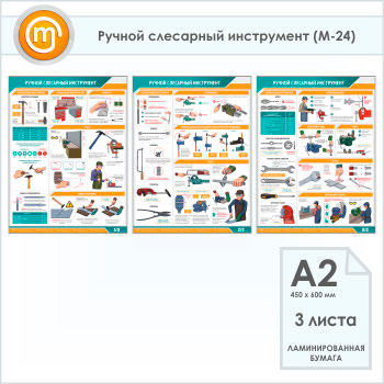 Плакаты «Ручной слесарный инструмент» (М-24, 3 листа, А2)